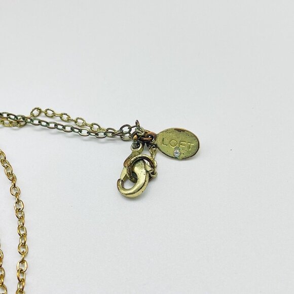 LOFT Marbled Charm Necklace Gold Tone Faceted Bead Tassel Classic Career Work - Picture 4 of 7